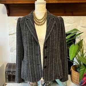 Armani Collezioni Gray Pinstripe Blazer Jacket Wool size 12